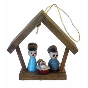 Vtg Kurt S Adler Mini Wooden Wood Nativity Scene Creche Peg People Made in Japan